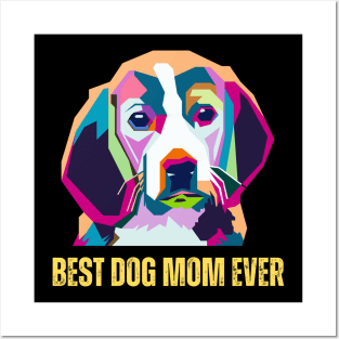 Geometric Best Dog Mom Ever Abstract Colorful Posters and Art